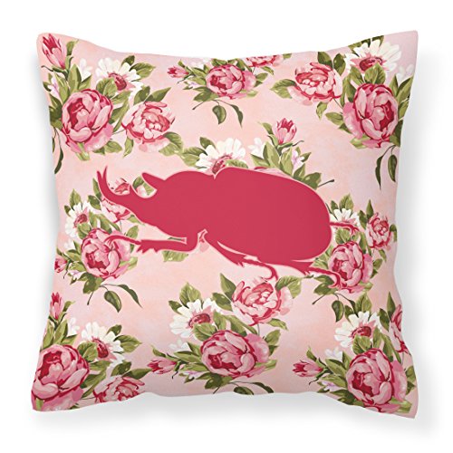 Caroline's Treasures BB1064-RS-PK-PW1414 Beetle Shabby Chic Pink Roses Fabric Decorative Pillow, 14Hx14W, Multicolor