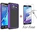 J1 2016 Case, Galaxy Amp 2 Case, Galaxy Express 3 Case, MCUK [Shock Absorption] Hybrid Dual Layer Armor Defender Protective Case With Tempered Glass Screen Protector (Purple)