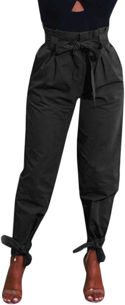 TOTOD Harem Pants for Women 2020 Latest Belted High Waist Trousers Ladies Party Work Casual Leggings