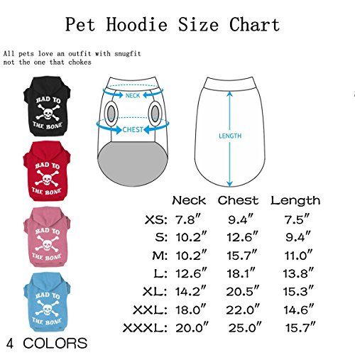 EXPAWLORER Black XXL BAD TO THE BONE Printed Skull Cat Fleece Sweatshirt Dog Hoodies