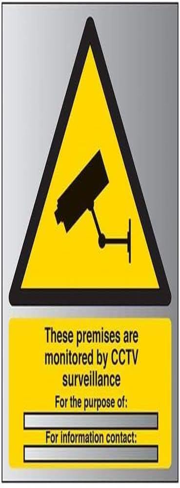 V Safety Monitored by CCTV for the Purpose of Sign - 150 mm x 200 mm - Self Adhesive Alu Effect Safety Sign