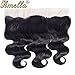 Amella Hair Brazilian Body Wave with Lace Frontal(14 16 18+12 Frontal) 8A 100% Unprocessed Brazilian Body Wave Frontal with Baby Hair Top Brazilian Virgin Hair Lace Frontal Closure Natural Color