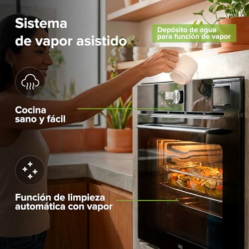 AVERA Horno eléctrico empotrable con vapor asistido 75 L, 220 V, 15 funciones integradas, Temperatura de hasta 250°, Temporizador con alarma, Panel digital, Control WIFI, Bloqueo infantil | HEL75V