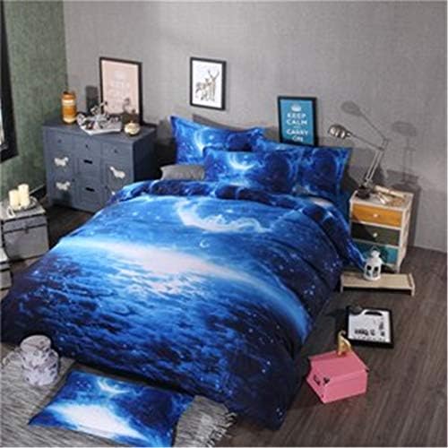 SHECHIYONG Pillowcase+Blanket Cover Bedding Set (No Sheet) Blue 3D Galaxy Bed Linens Twin Full Queen Double Size XK008 CP Twin 150x200cm