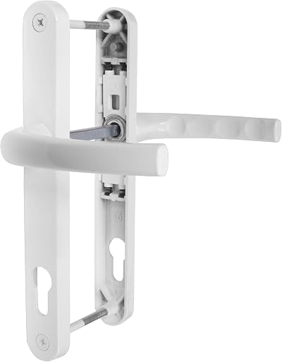 JCP uPVC Door Handle Pair 211mm Centres 92mm PZ White Backplate 240x30