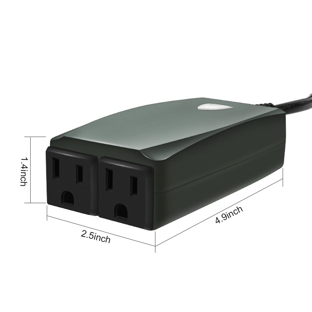 Outdoor Smart WIFI Plug Socket Outlets Compatible with Alexa(1 In 2 Out), Timing, Countdown, Remote Control,Weatherproof IP44 (Wireless standard Wi-Fi 2.4GHz)