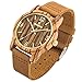 Sentai Natural Wood Watch, Genuine Leather Strap, Handmade Quartz Watches, Zebra Wood Men's Women's Wrist Watch