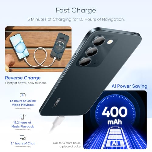 realme C100 5G Smartphone 4+128GB, Push Green, 6.8 Inch Screen, 144Hz LCD Display, 45W Ultra Fast Charging, 6600mAh Battery, 50MP AI Camera, MediaTek Dimensity 6300 Chipset, IP64
