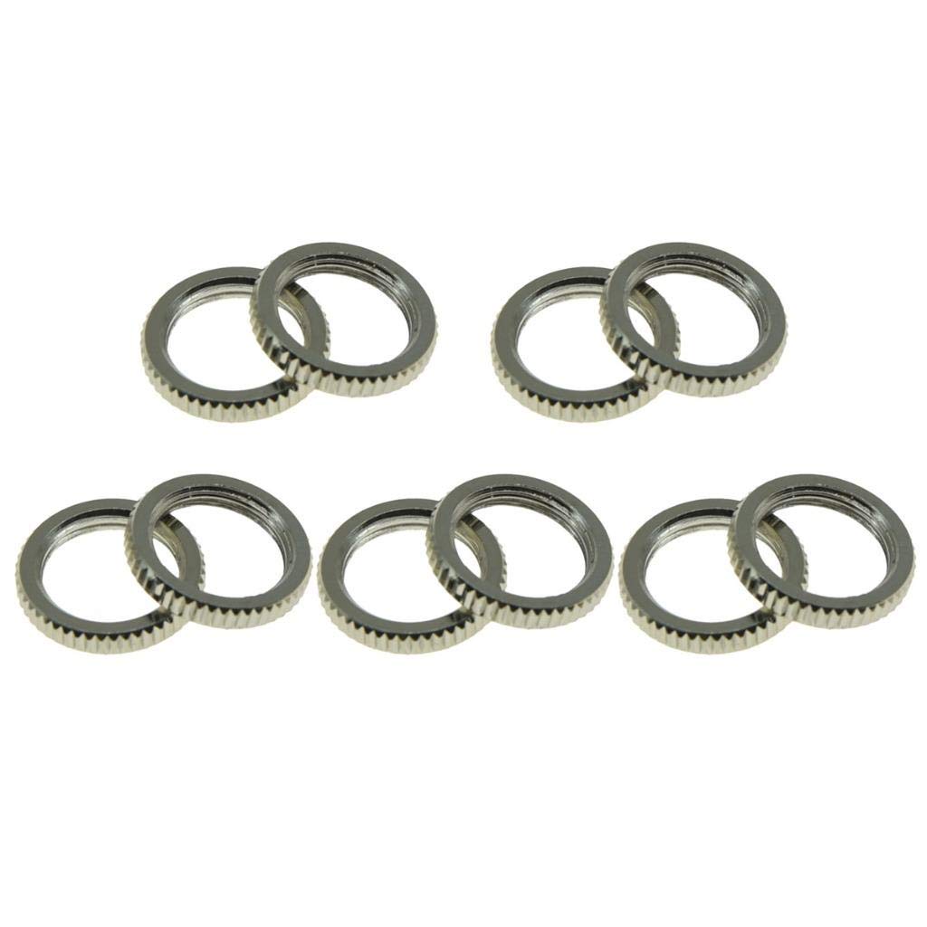 Dopro Pack of 10 USA Spec 15/32" Fine Knurled LP Guitar Toggle Switch Nut For Switchcraft Switches Nickel