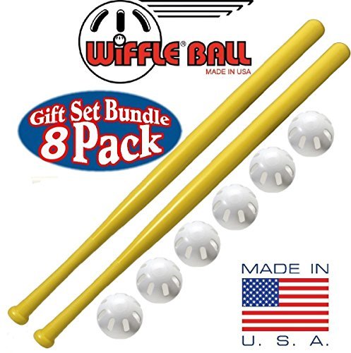Wiffle Ball 6 Baseballs Official Size and 2 Pack Wiffle 32" Bats = 8 Pack