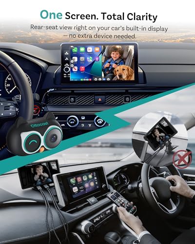 OTTOCAST Baby Car Camera &Wireless CarPlay Adapter,1080P HD Rear Seat Monitor Display on Car Screen,150°Wide Angle No-Glow Night View, Safety for Kids & Infants