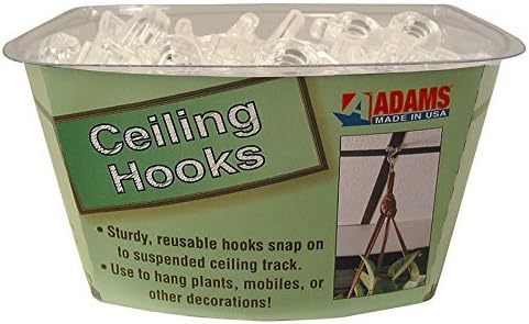 Adams ADM1900993848BN Clear Plastic Ceiling Hook, MultiPk 42 Each