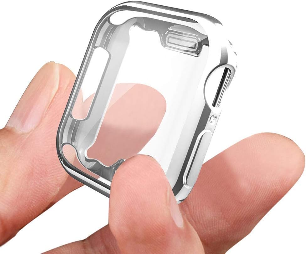 Jvchengxi for Apple Watch Serie 4/Serie 5 Screen Protector, TPU All-around Protective Case High Defination Ultra-Thin Cover for Apple Watch Series 4/5 Smartwatch (44mm, Silver)
