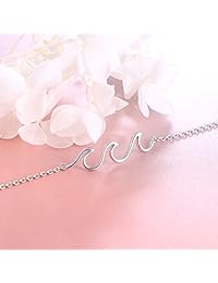 Wave Ocean Beach Sea Anklet for Women S925 Sterling Silver Adjustable Ankle Foot Bracelet
