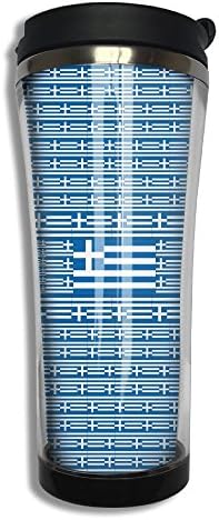DELETIY Greece Flag Travel Cup Mug Coffee Cup Tumbler Travel Stainless Steel Thermos(420 Ml 10.6 Oz)