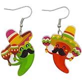 ROSTIVO Cinco De Mayo Earrings for Women, Cute Mexican Style Chili Acrylic Jewelry Gift