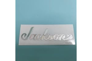 CJGHJNFF Suitable For Jackson Guitar Head Logo - Metal Tags, DIY Electric Guitar Logo Stickers, UV Stickers, Tear Off Film (Silver)