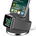 OLEBR Charging Stand Compatible with iWatch 4, Airpod iPhone X/8/8Plus/7/7Plus/6s/6s Plus Dock, 2 in 1 Charging Dock for iWatch 4, Charging Station for iWatch Series 4/3/2/1/,iPhone Space Gray