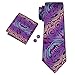 Barry.Wang Purple Paisley Ties Handkerchief Cufflinks Set for Wedding