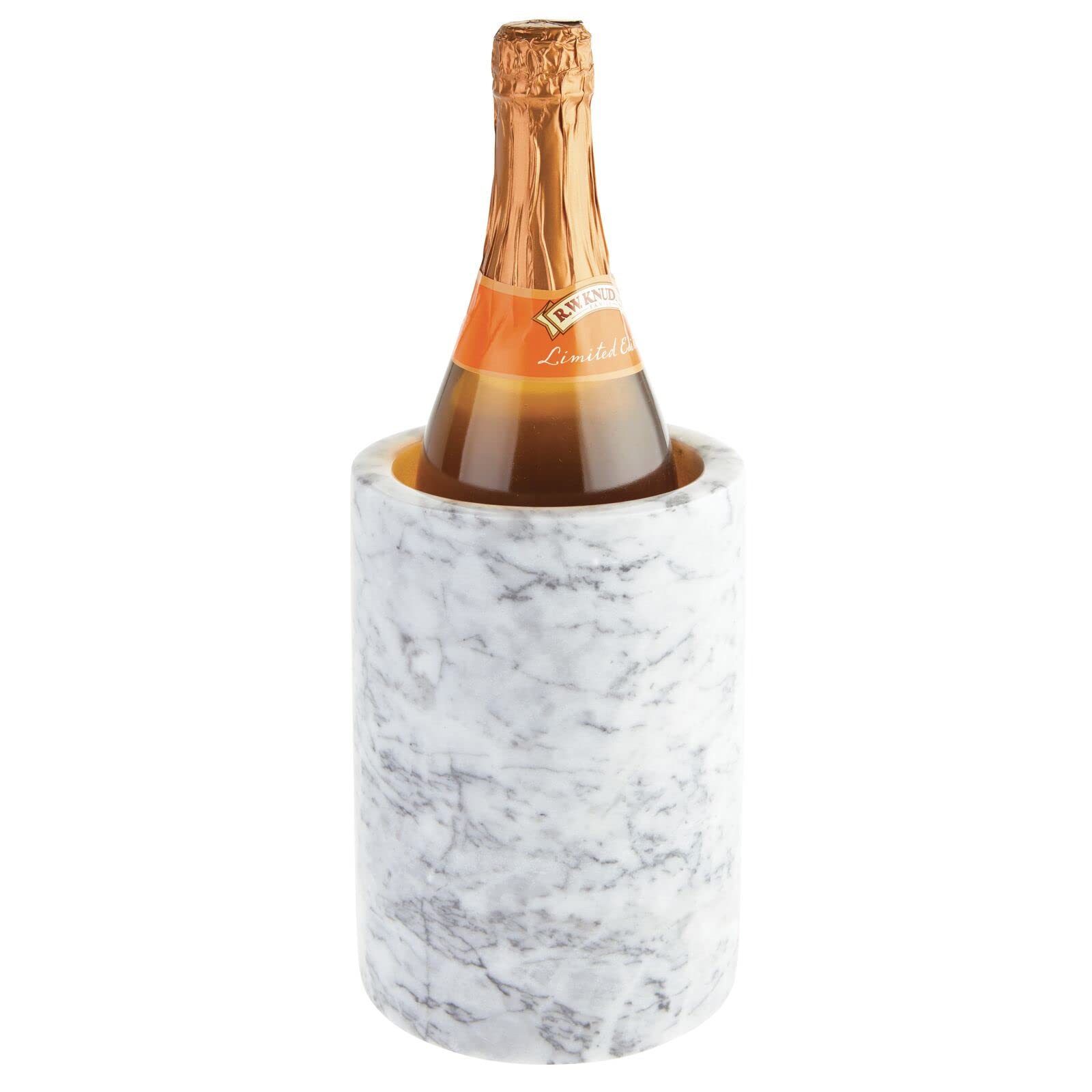 mDesign Wine Bucket — Marble Wine and Champagne Cooler Bucket — Sleek Wine Storage for The Home — White/Grey