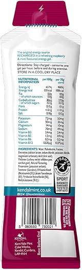 KMC NRG Gel Refreshing Raspberry Mint Energy Gel 27g Vegan Gluten Free view 2