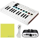 Arturia MiniLab 3 MIDI Controller, White, 25-Key Bundle - White | Take command of your DAW with a controller built to last, includes USB cable &amp; polishing cloth