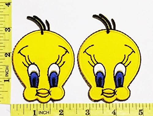 2pcs.Tweety Little Bird Movie Cartoon Logo Kid Baby Jacket T shirt Patch Sew Iron on Embroidered