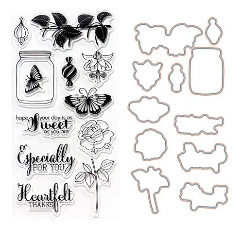 WYSE Stamp and Cutting Dies Set Butterfly Flower for Scrapbooking Card Making (vase) - Thumbnail 5