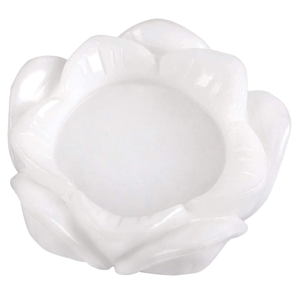 KYEYGWO White Jade Tealight Candle Holder Crystal Lotus Flower Candle Light Stand Stone Candlestick for Home Wedding Table Decoration