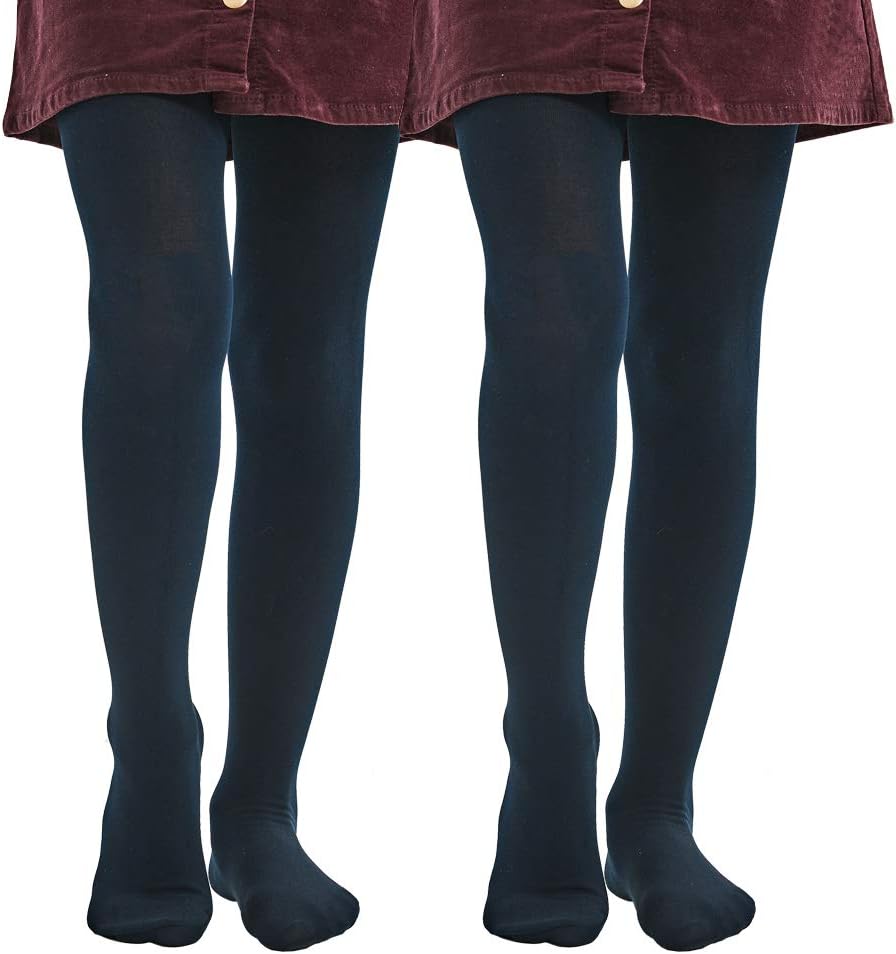 MANZI Fleece Lined Tights for Girls Thick Footed Girls Tights Age 46