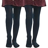 MANZI Fleece Lined Tights for Girls Thick Footed Girls Tights Age 2-10 Ultra-soft 2 Pairs 400-Denier
