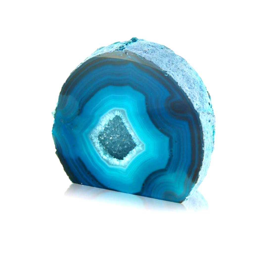 British Fossils Green Agate Geode – Natural Quartz Crystal Centre