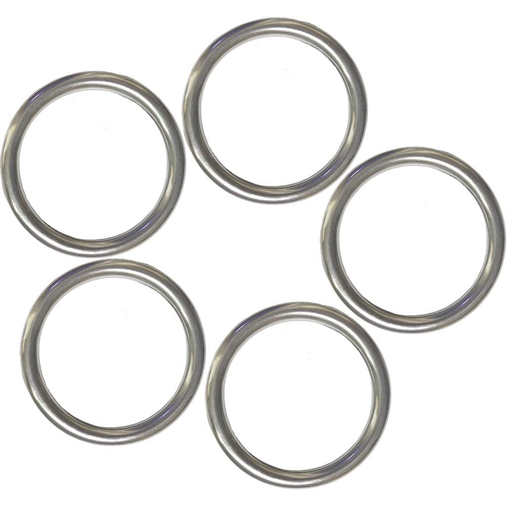 AIVOOF Metal O-Ring, 5pcs 304 Seamless Welding Stainless Steel Rings Heavy Duty Smooth Solid Multi-Purpose Big Ring for for Crafts (6mm x 60mm (5pcs))