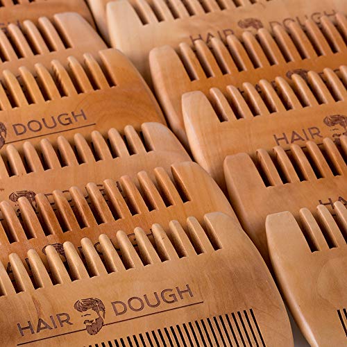 Hair Dough Beard Brush & Comb Grooming Kit For Men | Set Includes Soft Boar Bristle Brush, Bamboo Wide Tooth Comb, and Mustache Trimming Scissors | Straighten & Soften Your Beard - Thumbnail 2