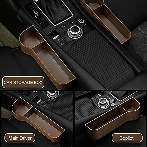 Moshbu 2 PCS Car Seat Pockets ABS Car Console Side Organizer Seat Gap Filler with Cup Holder for Cup, Cellphone, Wallet, Keys, Etc
