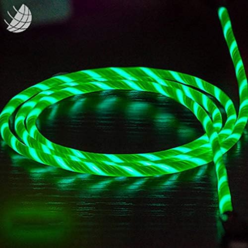 fggfgjg Flowing LED Charging Data Sync Mobile Phone Line Chasing Light Cable Charger(green)