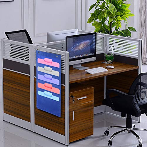Premium Hanging File Folder Organizer, 5 Pockets, 2 Hangers Cascading Wall Organizer，Perfect for Home Organization, School Pocket Chart, Office Bill Filing. Wall or Over Door Mount (Blue-1Pack) - Thumbnail 6