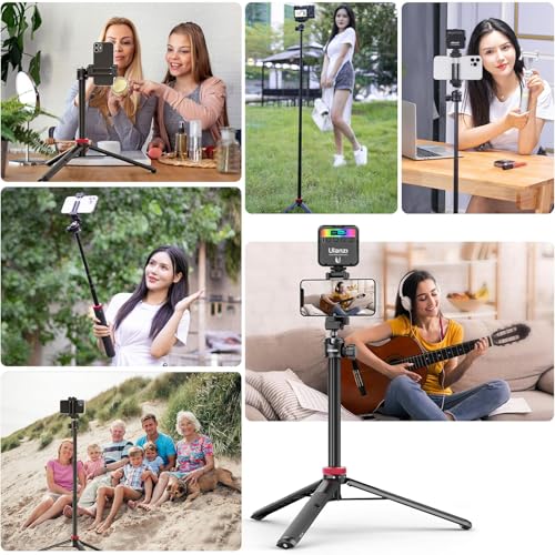 ULANZI MT-44 Mobile Phone Camera Tripod 147 cm 2-in-1 Selfie Stick Remote Control, 360° Ball Head, Cold Shoe Mobile Phone Holder, 1/4 Inch Thread Compact Travel Tripod Tripod for DSLR Cameras Canon Samsung iPhone