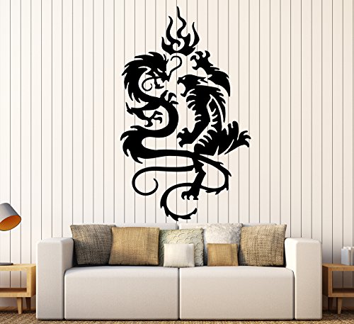 DRAGON VS TIGER TRIBAL DECOR Wall MURAL Vinyl Art Sticker p121 (M 22.5 in X 35 in)