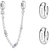Doyafer 925 Sterling Silver Stopper Charms Safety Chain Set Silver Silicone Charm Bead Chain For Bracelets Women Beads Friends family