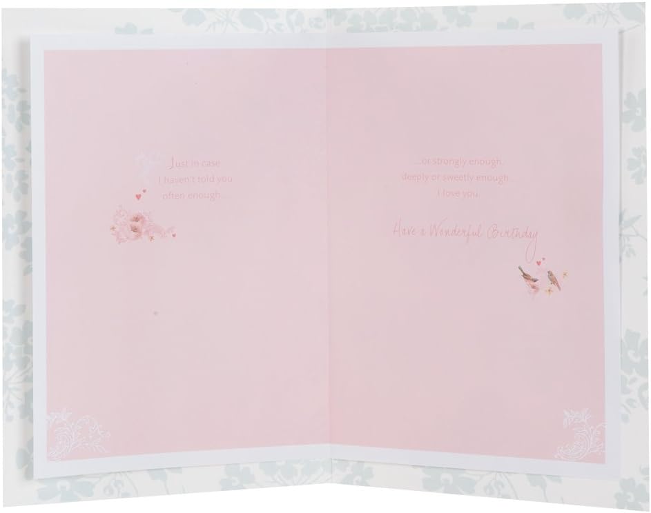 Hallmark Medium Woman In My Life Traditional Iridescent Glitter Pink Bow Attachment Linen Effect Birthday Card - Image 3