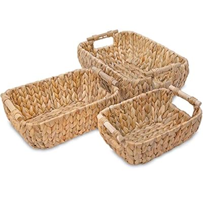 VATIMA Water Hyacinth Wicker Storage Baskets for Organizing, Wicker Baskets for Storage, Stackable Decorative Wicker… 51rsrW3BHuL