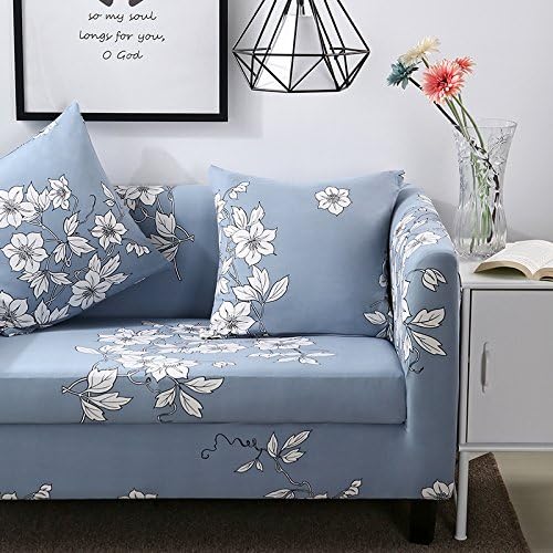 Stretch Anti-Slip Couch Covers , Sofa Covers For 3 Cushion Couch Sofa Furniture Protector Cover Protector with Cable Knit Fabric 1 2 3 4 Seater Sofa Slipcover Blue Grey Flowers Pattern by Miller00