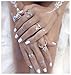 Suyi 6 Pcs Vintage Silver Geometry Arrow Turquoise Antlers Joint Knuckle Nail Midi Ring Set R3