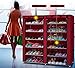 Z ZTDM 6-Tiers 12 Lattices Non-woven Fabric Shoe Cabinet with Dustproof Cover Closet 36-Pair Shoes Storage Rack (RED)