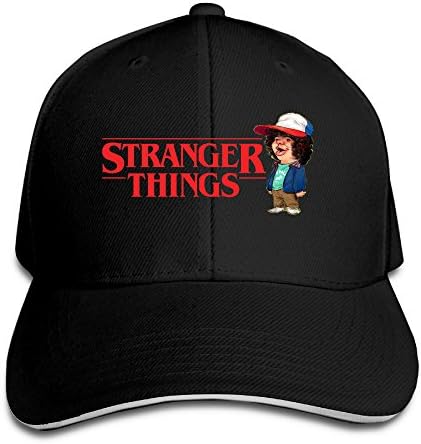 NOnoMen Stranger Things Adjustable Sandwich Peaked Baseball Hat For Unisex Black
