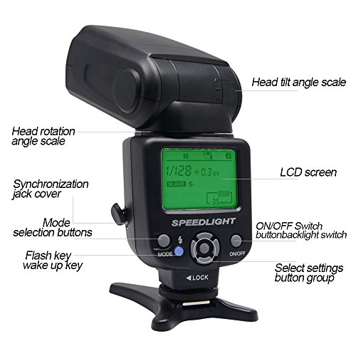 Venidice VD-930 Manual Professional Universal speedlite for Canon Nikon Panasonic Olympus Fujifilm Pentax and Other DSLR Digital SLR Film Cameras With Standard Hot Shoe â€¦