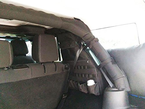 MOEBULB Multi-Pockets Roll Cage Cargo Storage Bag Saddlebag for Jeep Wrangler JK 2007 - 2016 Tool Kits Bottle Drink Phone Tissue Gadget Holder (4-Door , 2pcs/set)