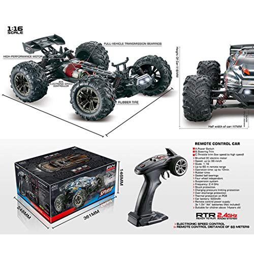 Inverlee 36+MPH 1/16 RC Car 2.4Ghz 4WD High Speed Remote Controlled IPX4 Waterproof Truck (blue)