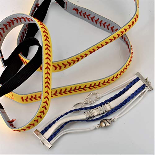 Embolden Jewelry Softball GIFT SET - I Love Softball Wrap Bracelet (1) + Softball Thread Headbands (3)